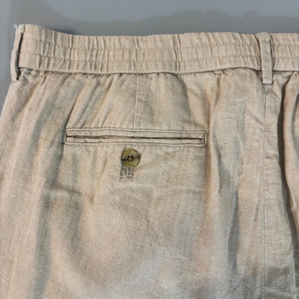 Banana Republic Mens 36x30 Slim Fit Linen Cotton Blend Elastic Waist Pants Tan